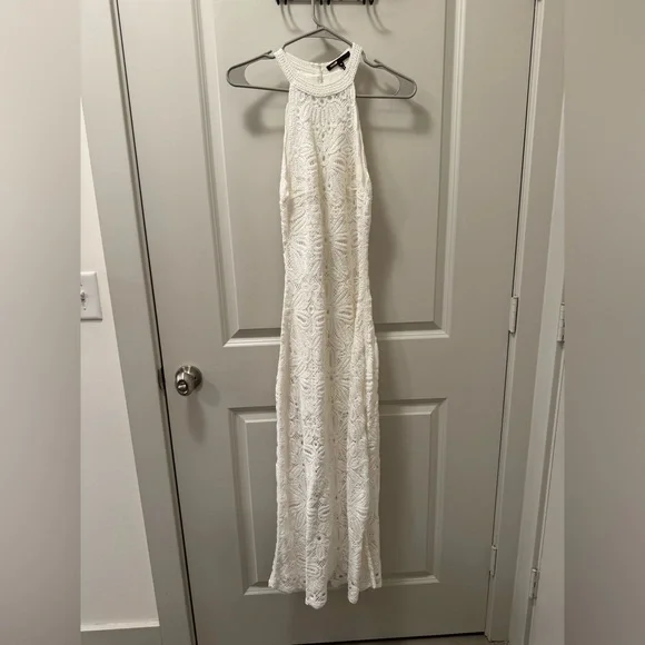 Maje White knit midi dress Lace Halter-Style Maxi Dress - Picture 6 of 11